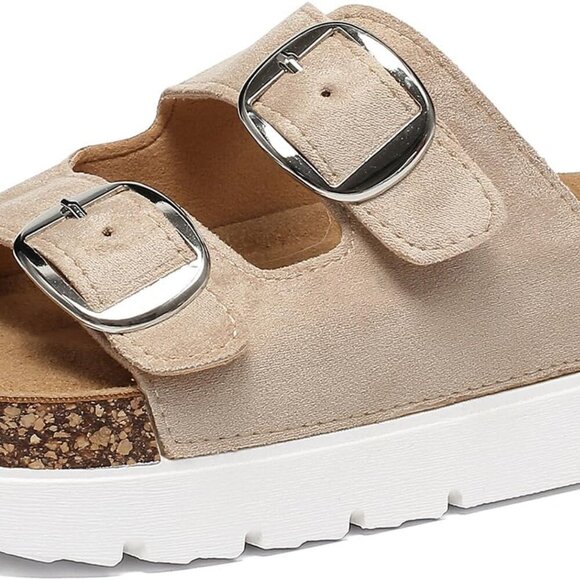 Shoes - Women Sandals Cork Footbed Non Slip Adjustable Buckle Open Toe Summer